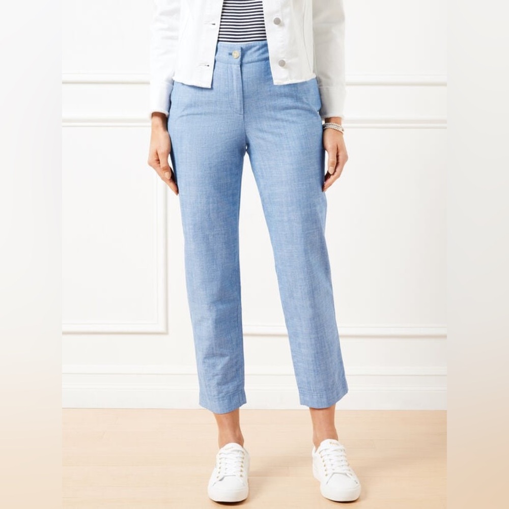 Talbots Perfect Crop Chambray Ankle Pants New with tag Size 12
